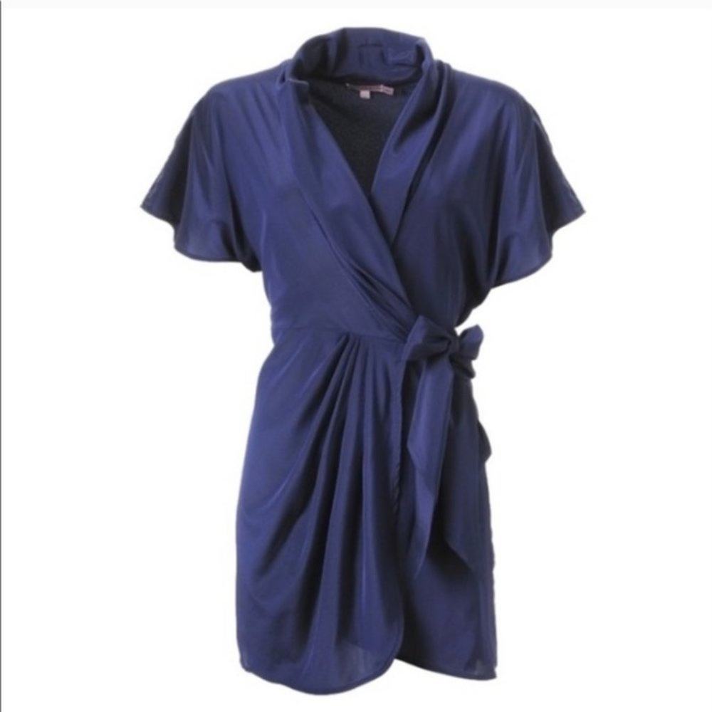 Calypso St. Barth Navy Blue Silk Wrap Mini Cocktai